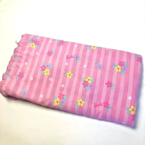 Vintage 90s Barbie Bedsheets Twin Set (Flat + Fitted) 1997 Sweet Dreams Ribbons - Picture 7 of 15